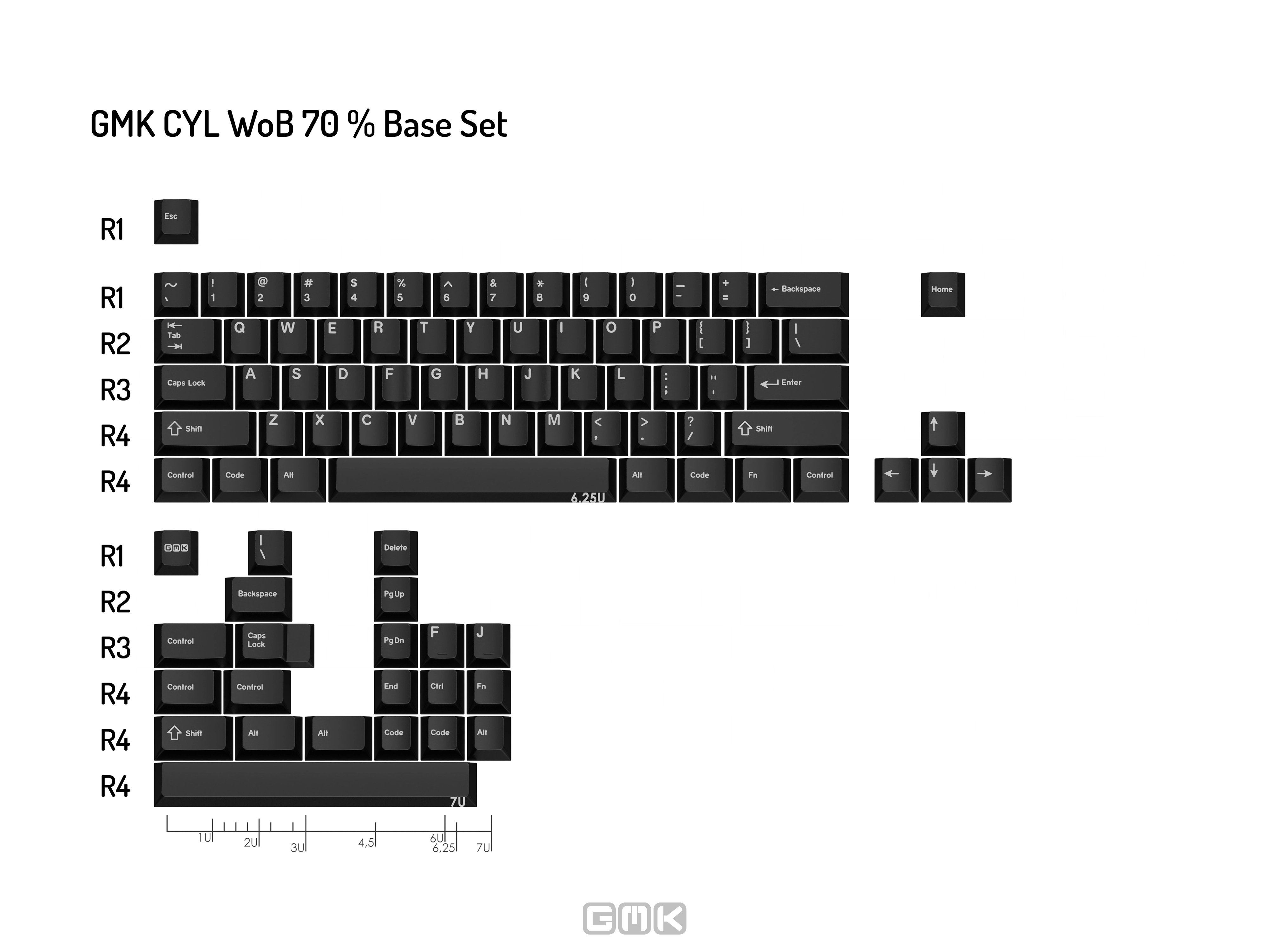 GMK CYL WoB | Classic White on Black Keycap Set